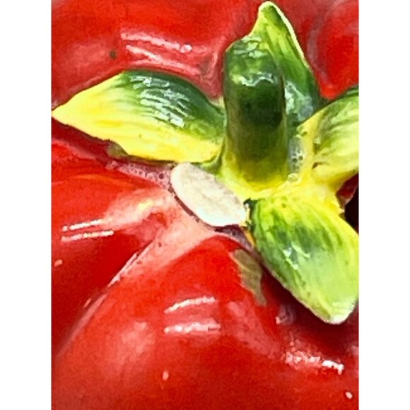 Holt Howard pepper shaker tomato glass green red length 2.5" width 3" READ - Picture 4 of 7